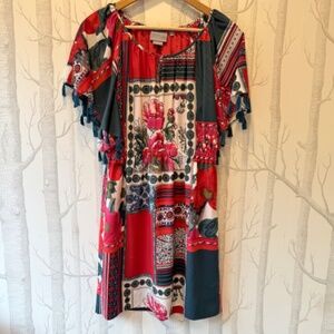 Vanessa Virginia Persian Rose Floral Tassel Dress- Size Medium NWOT